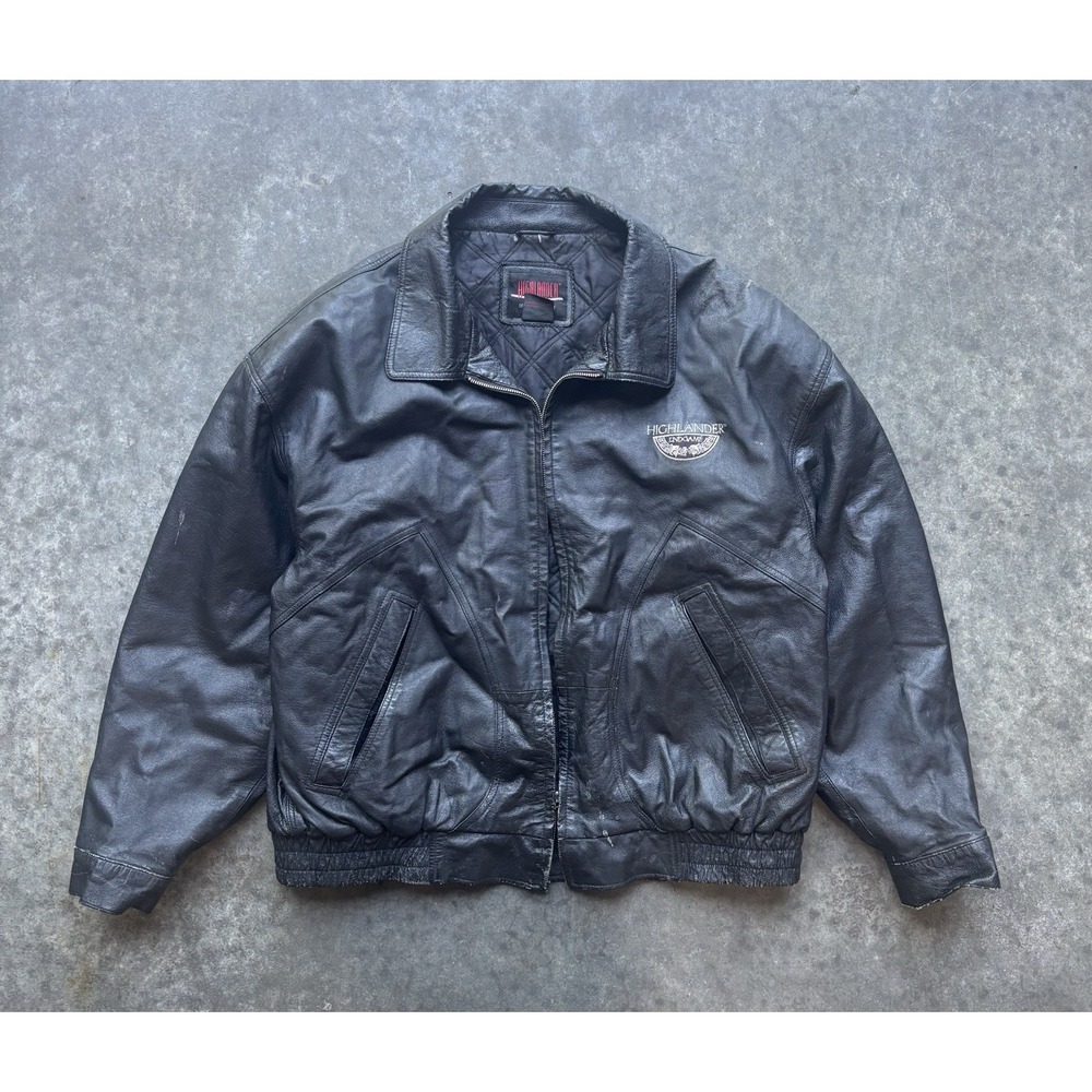 VINTAGE Highlander Endgame Jacket Mens XL Black Leather Movie Promo Bomber